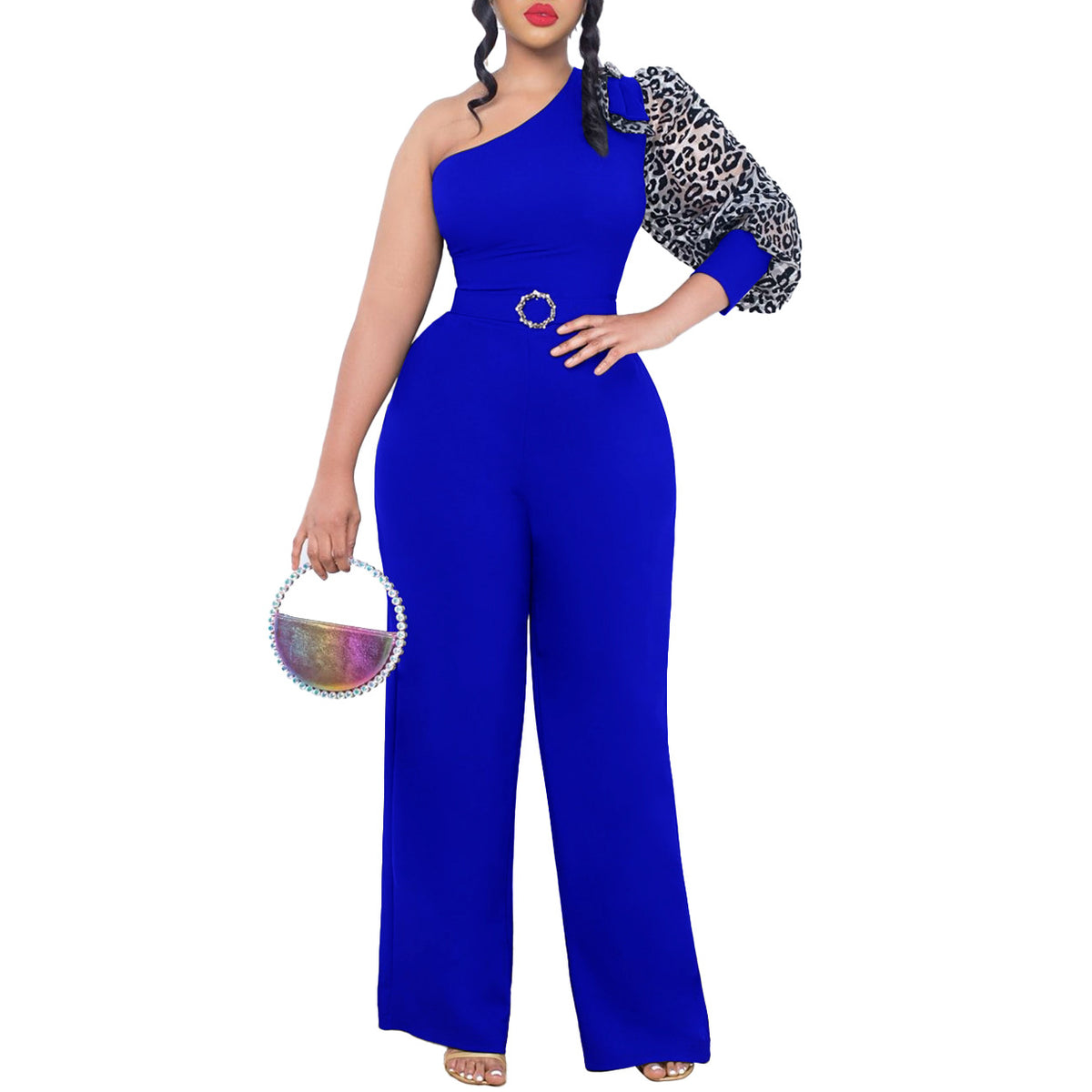 Off-Shoulder Sexy Waist-Cinching Chic Wide-Leg Jumpsuit by Ricaloux