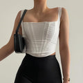 Fishbone Square-neck Cropped Camisole For Women by Ricaloux