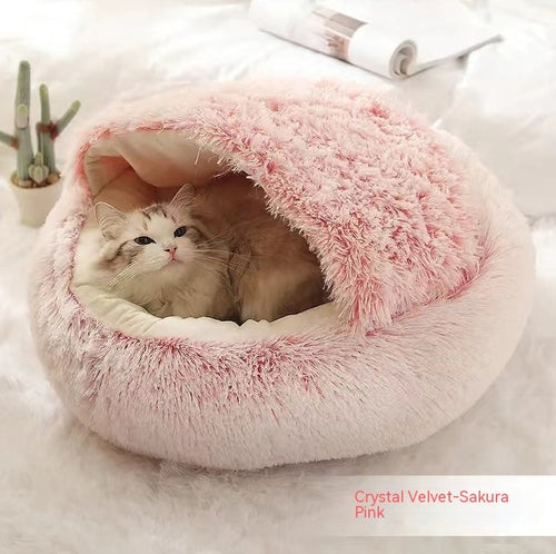 2 In 1 Dog And Cat Bed Pet Winter Bed Round Plush Warm Bed House Soft Long Plush Pets Bed Pet Products by Ricaloux