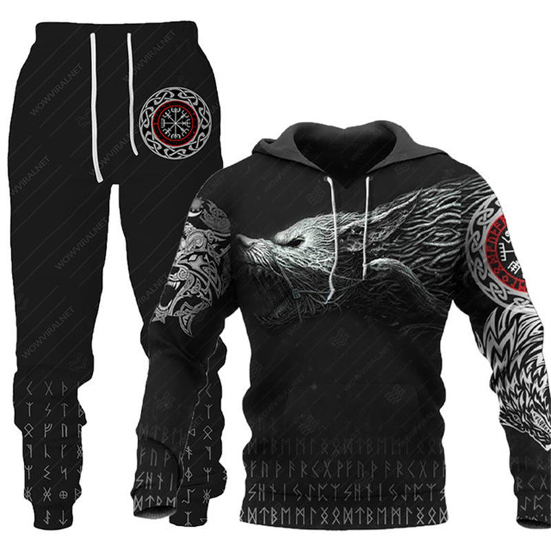 Animal-print Hooded Pullover Sweatshirt And Menswomens Sportswear Set – Premium 0 | RICALOUX