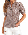 Casual Button-down Short-sleeve Loose-fit Plaid Shirt – Premium 0 | RICALOUX
