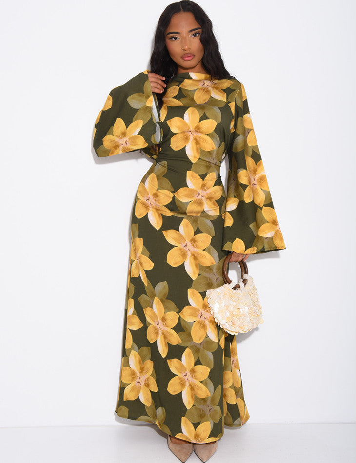Women's Long-sleeve Plus-size Printed Dress by Ricaloux