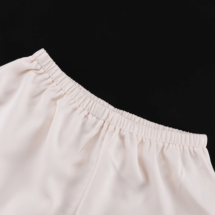 Bow Strap Square Neck A-Line Tank & Elastic Waist Casual Shorts 2-Piece Co-Ord Set by Ricaloux