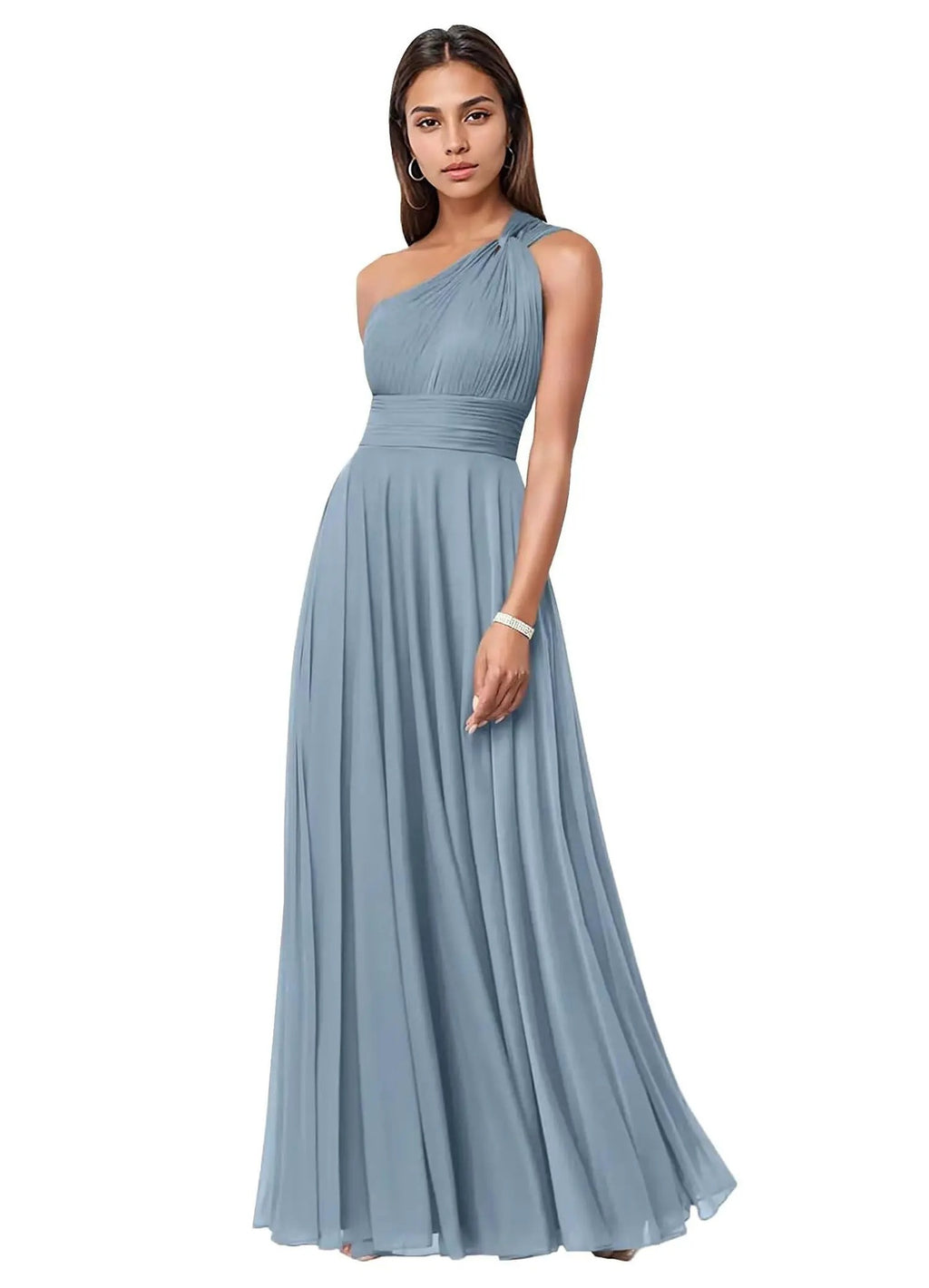 Womens Wedding One-Shoulder Chiffon Dress – Premium 0 | RICALOUX