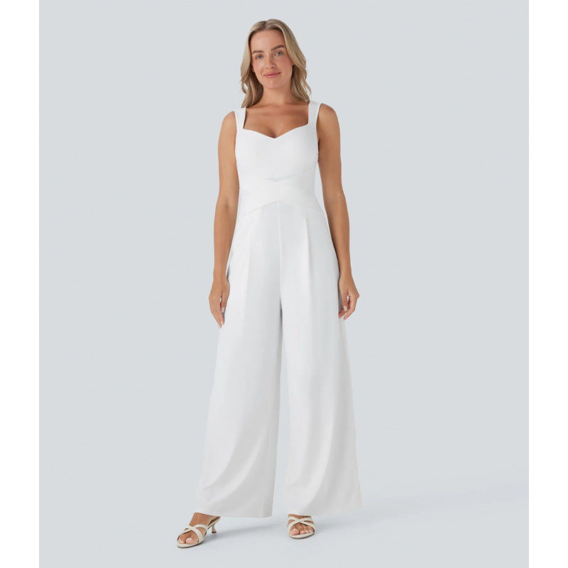 Womens Sleeveless Figure-flattering Wide-leg Jumpsuit – Premium 0 | RICALOUX