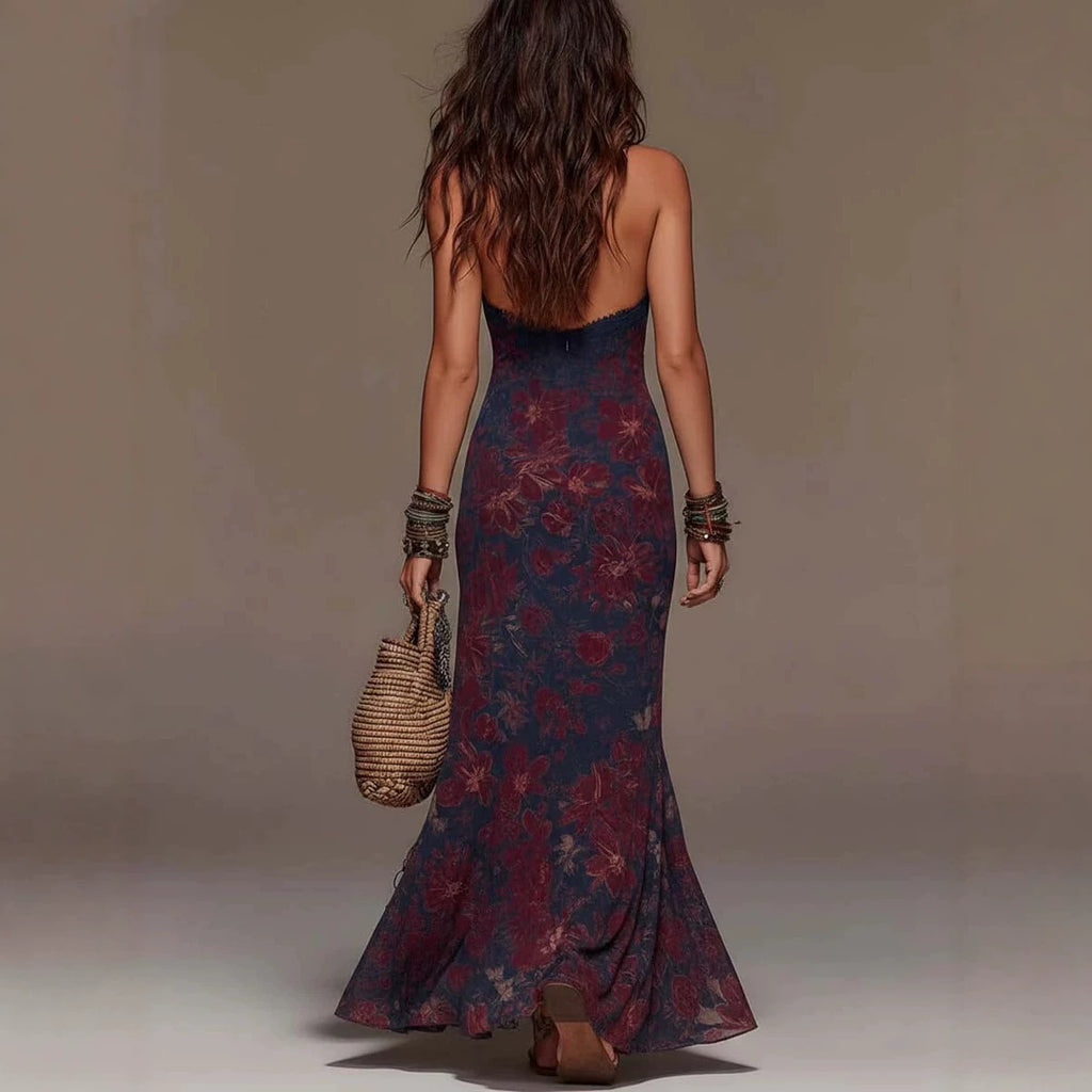 Vintage Halter-neck Floor-length Dress by Ricaloux