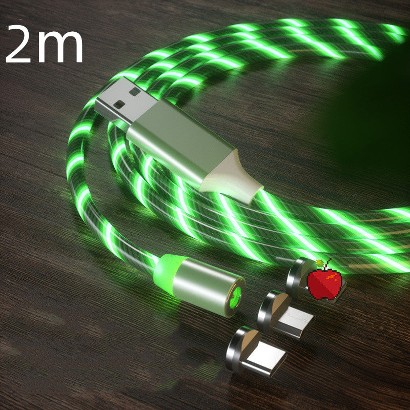 Magnetic Charging Cable Streamer Fast Charging Cable Lighting Micro USB Cable LED Magnet Charger Type-C Cable by Ricaloux