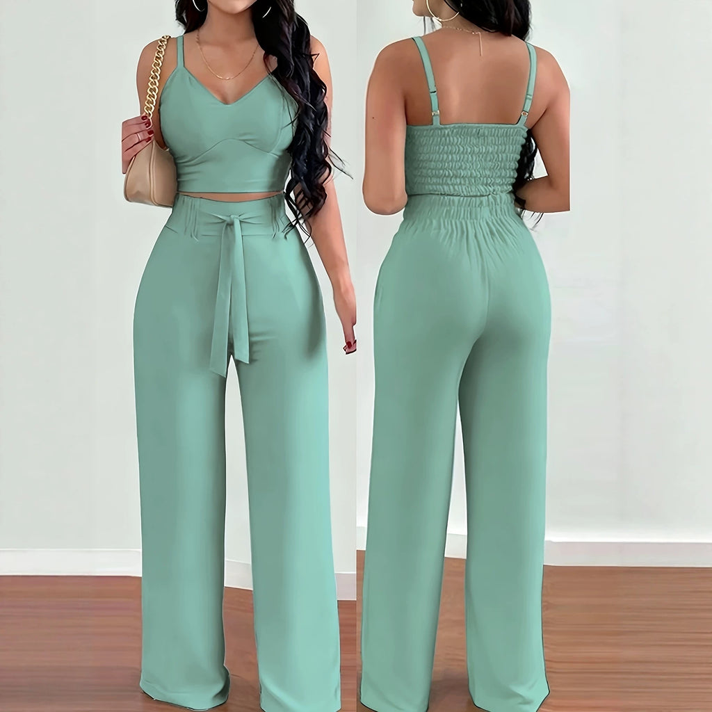 Womens Stretchy Camisole And Wide-leg Pants Set – Premium 0 | RICALOUX