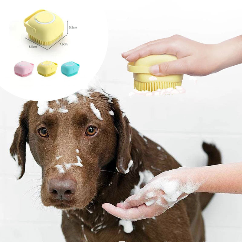 Silicone Dog Bath Massage Gloves Brush Pet Cat Bathroom Cleaning Tool Comb Brush For Dog Can Pour Shampoo Dog Grooming Supplies by Ricaloux