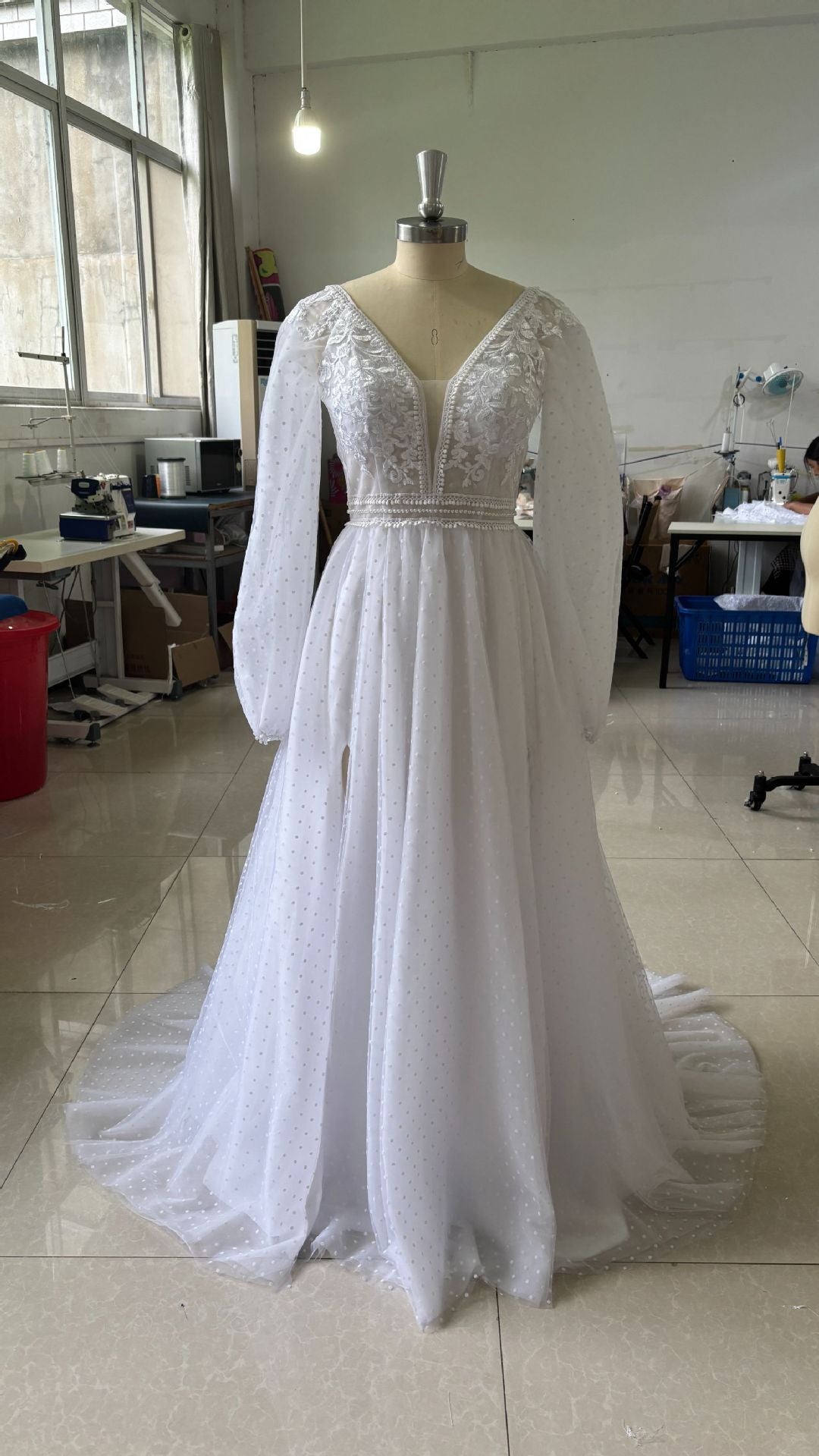 Wish Mesh Split New Light Women's Wedding Dress - RICALOUX