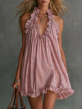 Elegant Resort-style Fashion Sleeveless Halter-neck Dress by Ricaloux