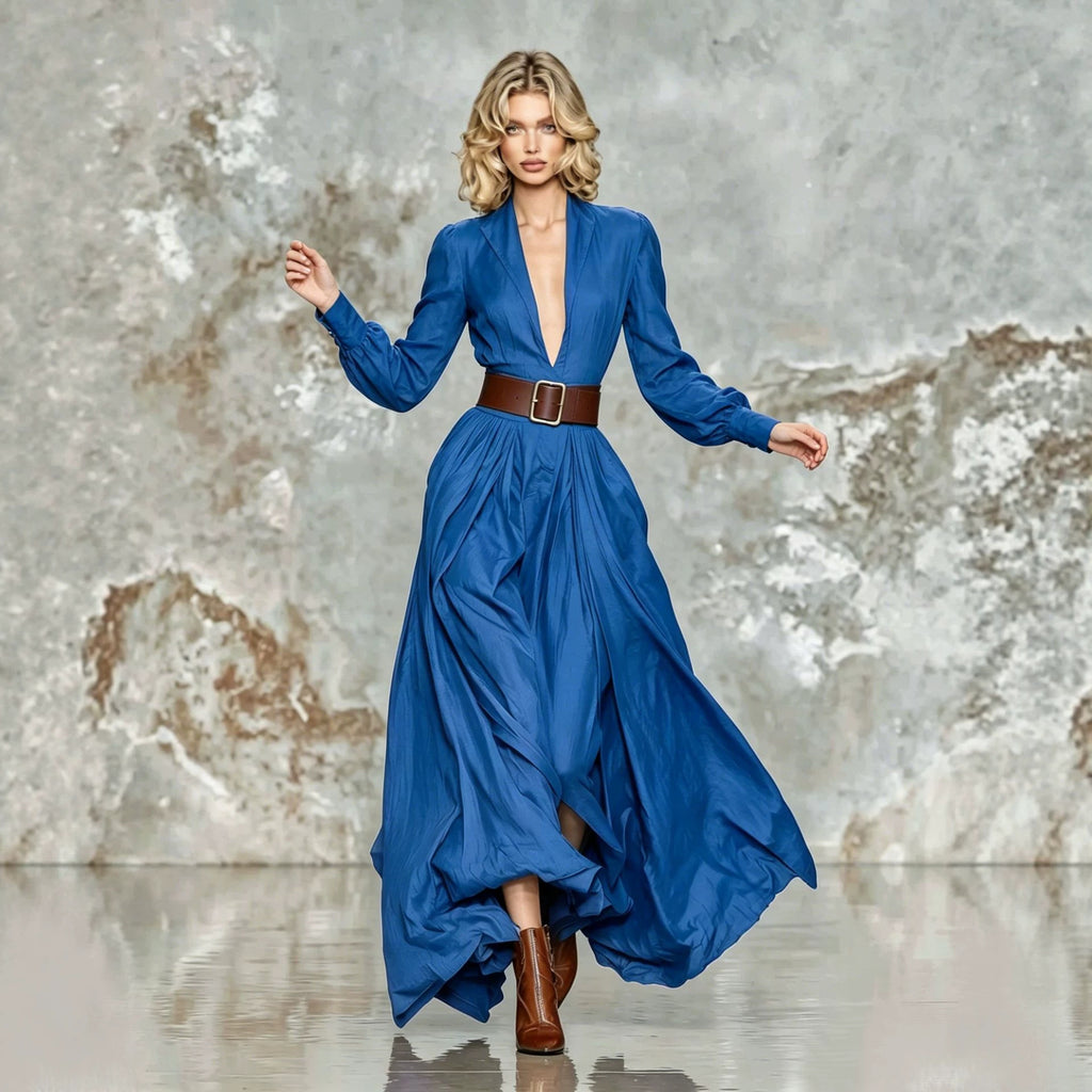 Long Skirt Waist-cinching Dress For Women by Ricaloux