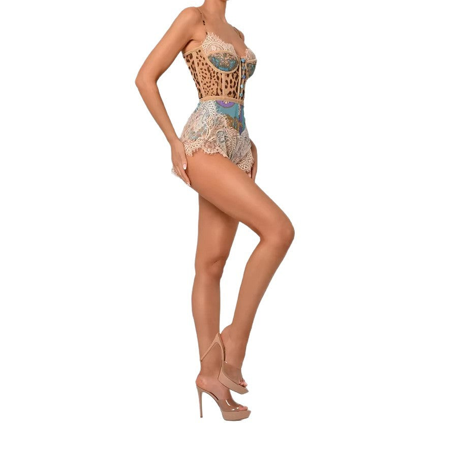 Womens New Strap-style Sexy Lace Jumpsuit by Ricaloux