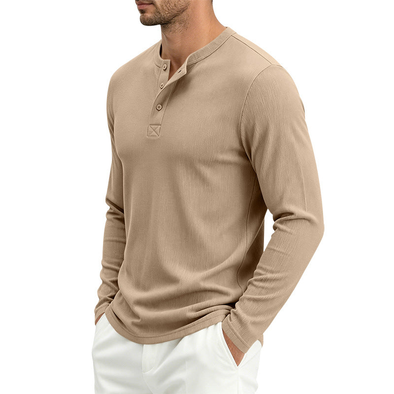 Mens Long-Sleeve Loose-Fit Casual Ribbed T-Shirt – Premium 0 | RICALOUX