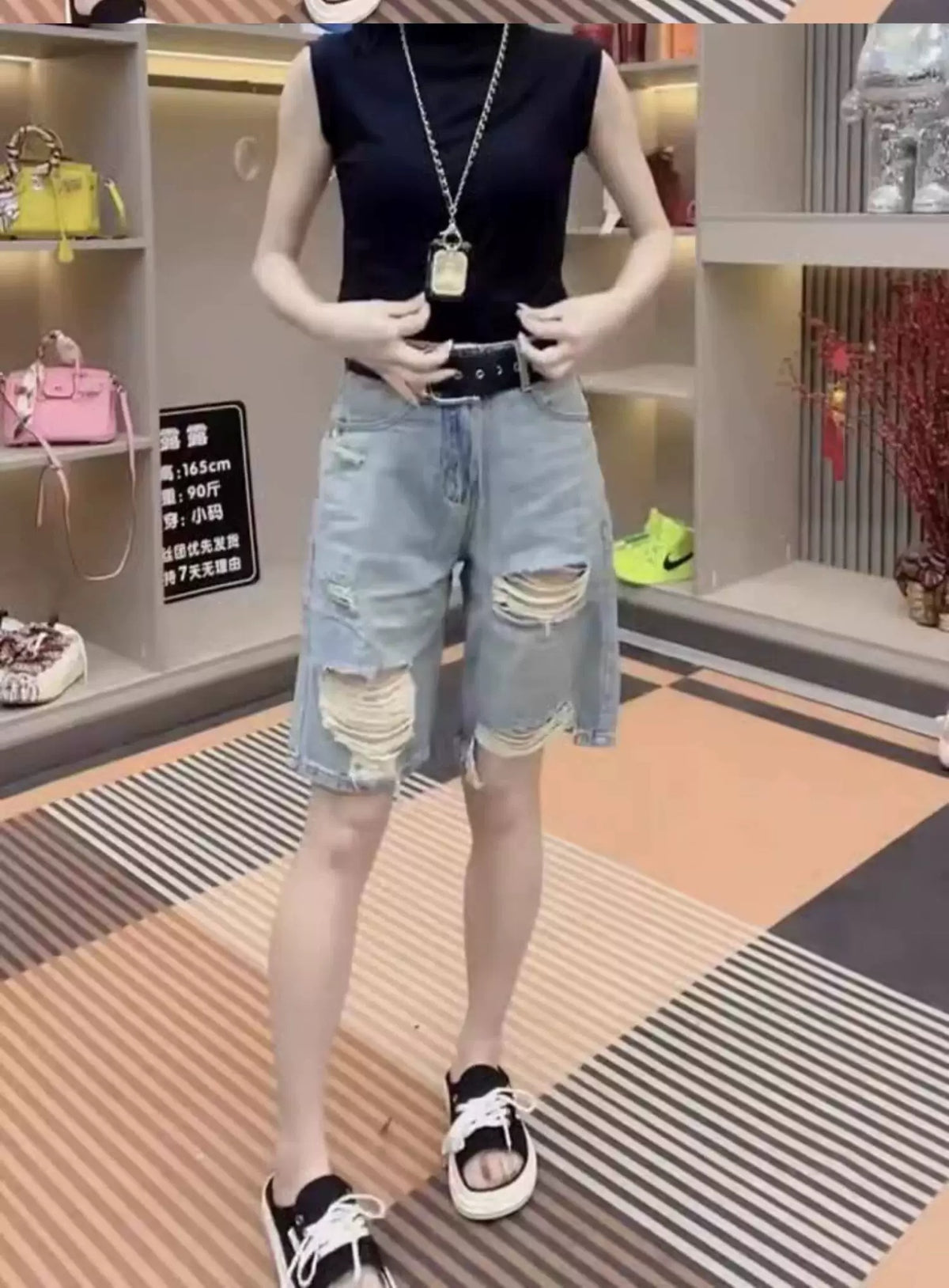 Summer New Arrival High-Waisted Stretchy Ripped Denim Shorts For Women – Premium 0 | RICALOUX