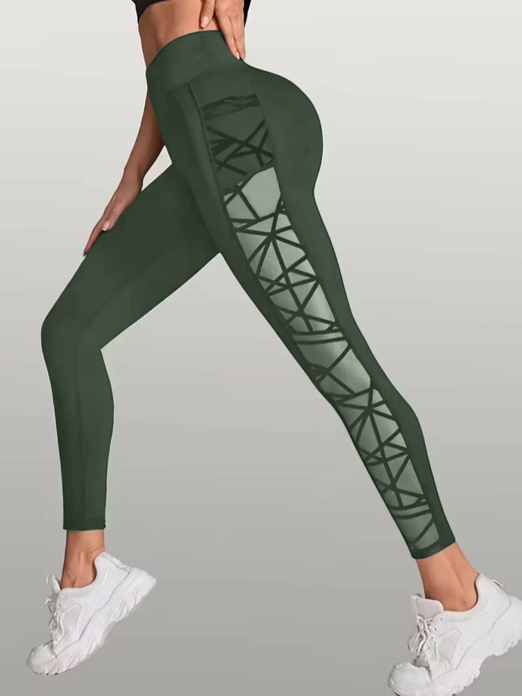 New Arrival Best-Selling Yoga Pants, Sports & Outdoor Skinny Leggings With Butt-Lifting Design, Spliced Mesh And Pockets by Ricaloux