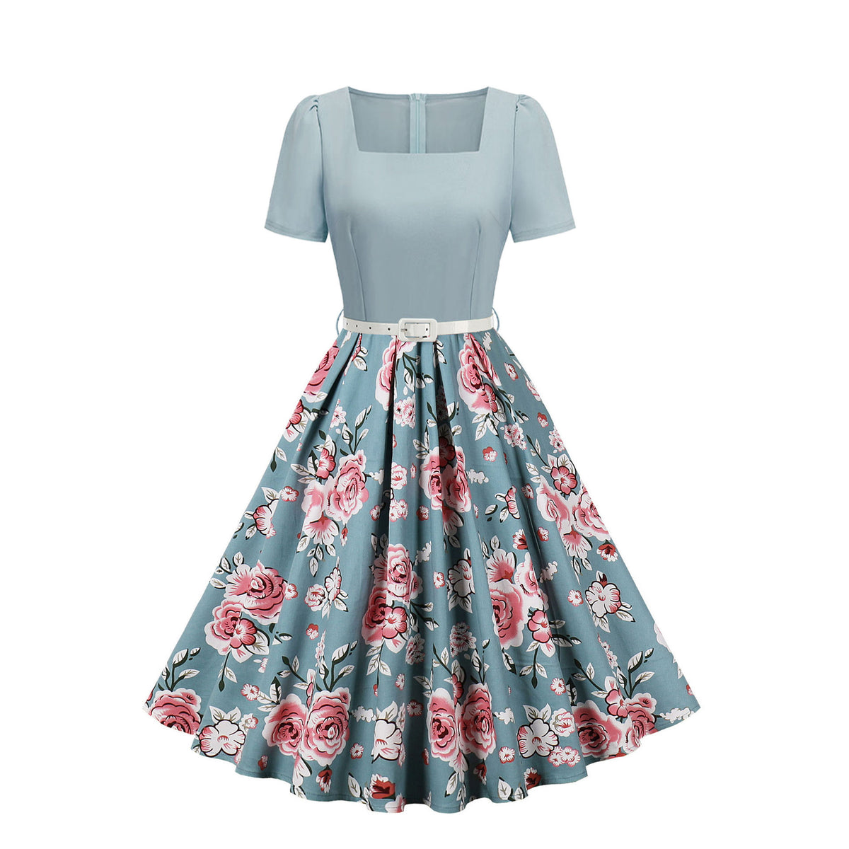 Retro Floral And Polka-dot Print Dress by Ricaloux