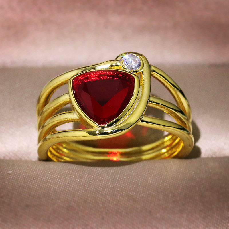 Pomegranate Red Zircon Jewelry Ring For Women by Ricaloux