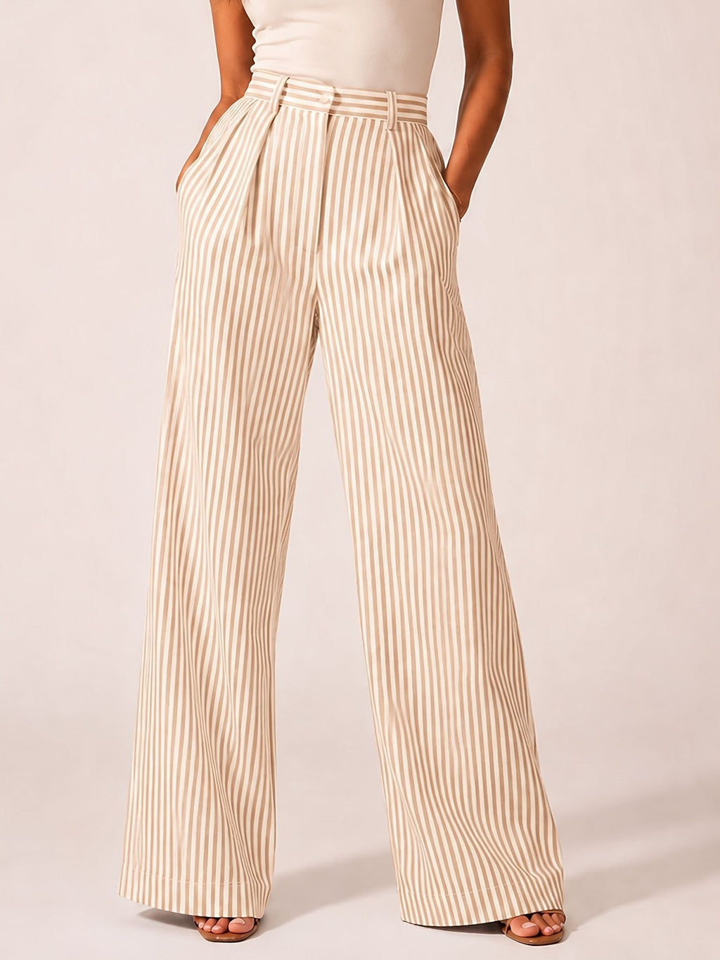 Stylish Striped Versatile Wide-leg Relaxed-fit Suit Trousers – Premium 0 | RICALOUX
