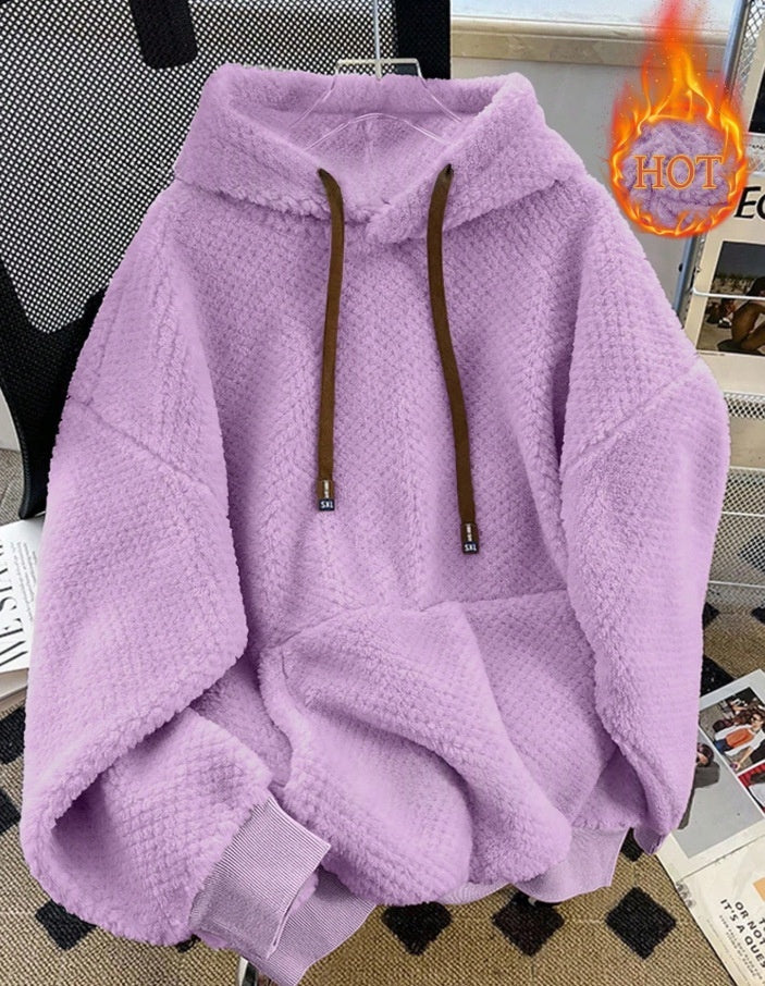 Womens Fleece-lined Thickened Hooded Sweatshirt by Ricaloux