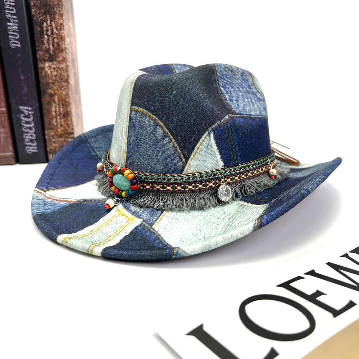 Retro Distressed Color-block Flat-top Jazz Hat – Premium 0 | RICALOUX