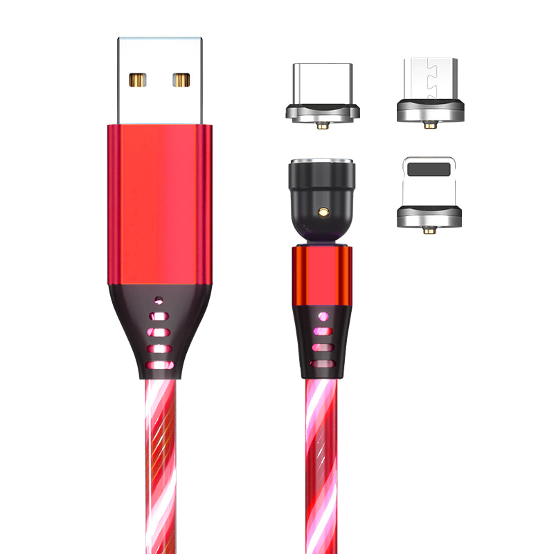 540 Rotate Luminous Magnetic Cable 3A Fast Charging Mobile Phone Charge Cable For LED Micro USB Type C For I Phone Cable – Premium 0 | RICALOUX