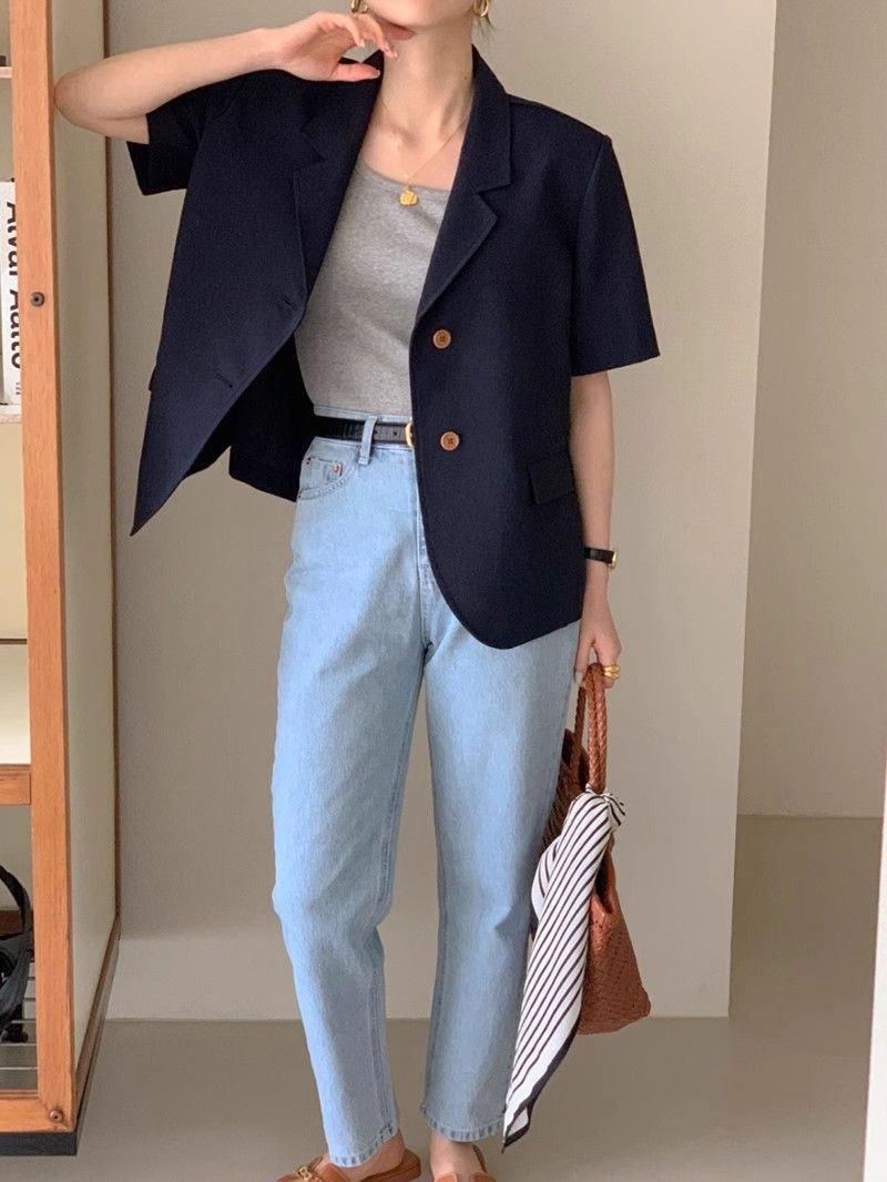 Single-breasted Two-button Relaxed-fit Versatile Casual Short-sleeve Blazer – Premium 0 | RICALOUX