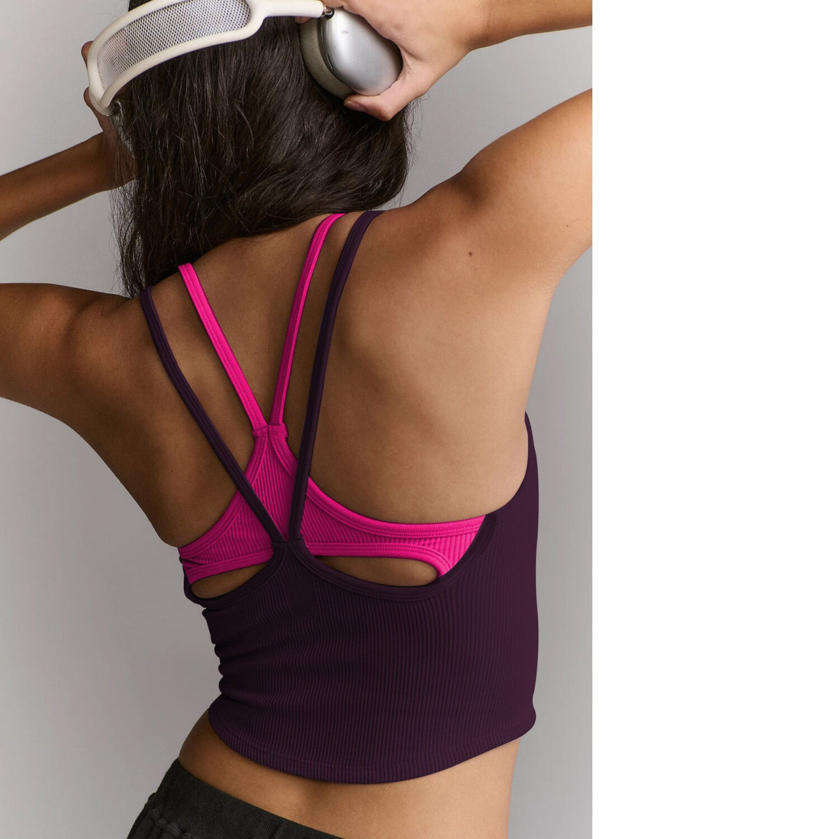 Women's Sleeveless Fashionable Unique Sports Casual Thin Strap Hollow Back Crop Backless Tank Top With Built-in Bra Pads – Premium 4 | RICALOUX