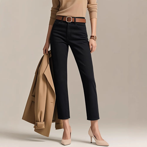 Black Womens Slim Straight-leg Jeans – Premium 0 | RICALOUX