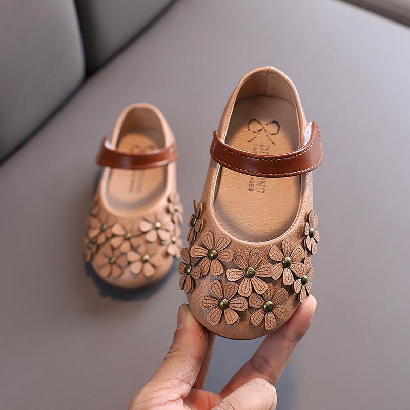 Girls' Small Leather Shoes, Female Babies, Flower Single Shoes, Soft Soles, Little Girls - RICALOUX
