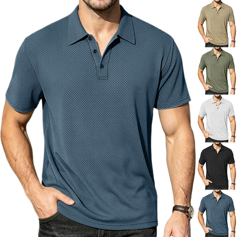 Ice-silk Short-sleeve Mens Lapel Large-size Polo Shirt by Ricaloux