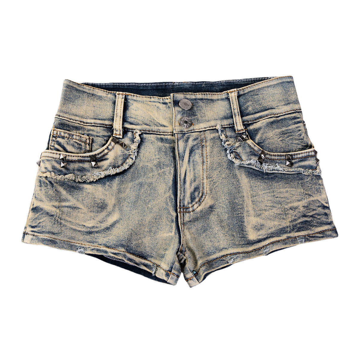 Womens Fashionable Highly Elastic Ultra-short Low-rise Denim Shorts by Ricaloux