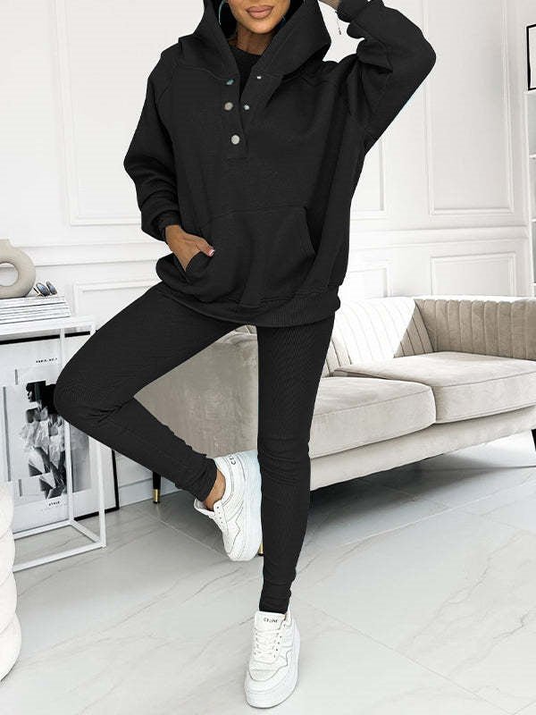 Women's Solid Color Vest Hoodie And Pants Set - RICALOUX