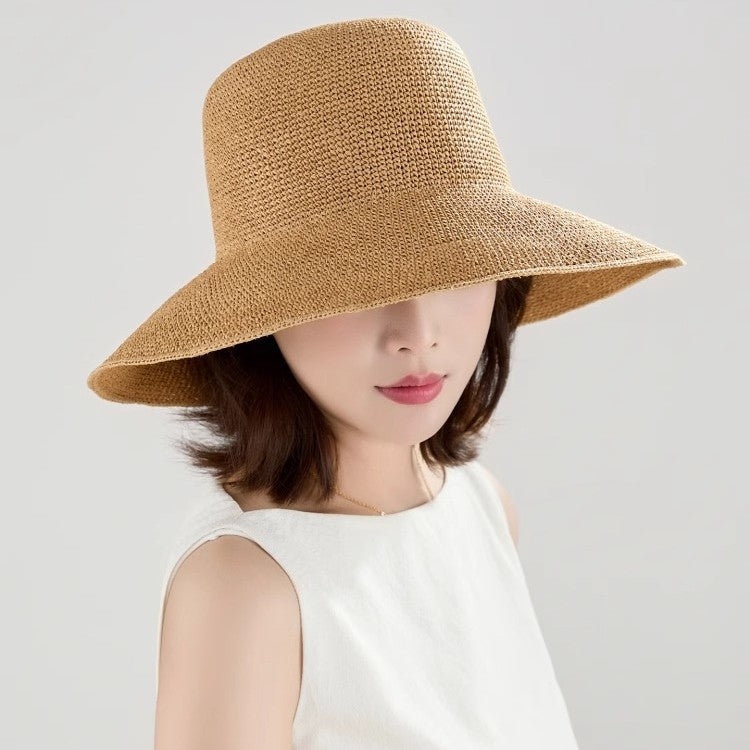 Straw Hat Womens Style Sun Hat Large Head Circumference Versatile Summer Hat by Ricaloux