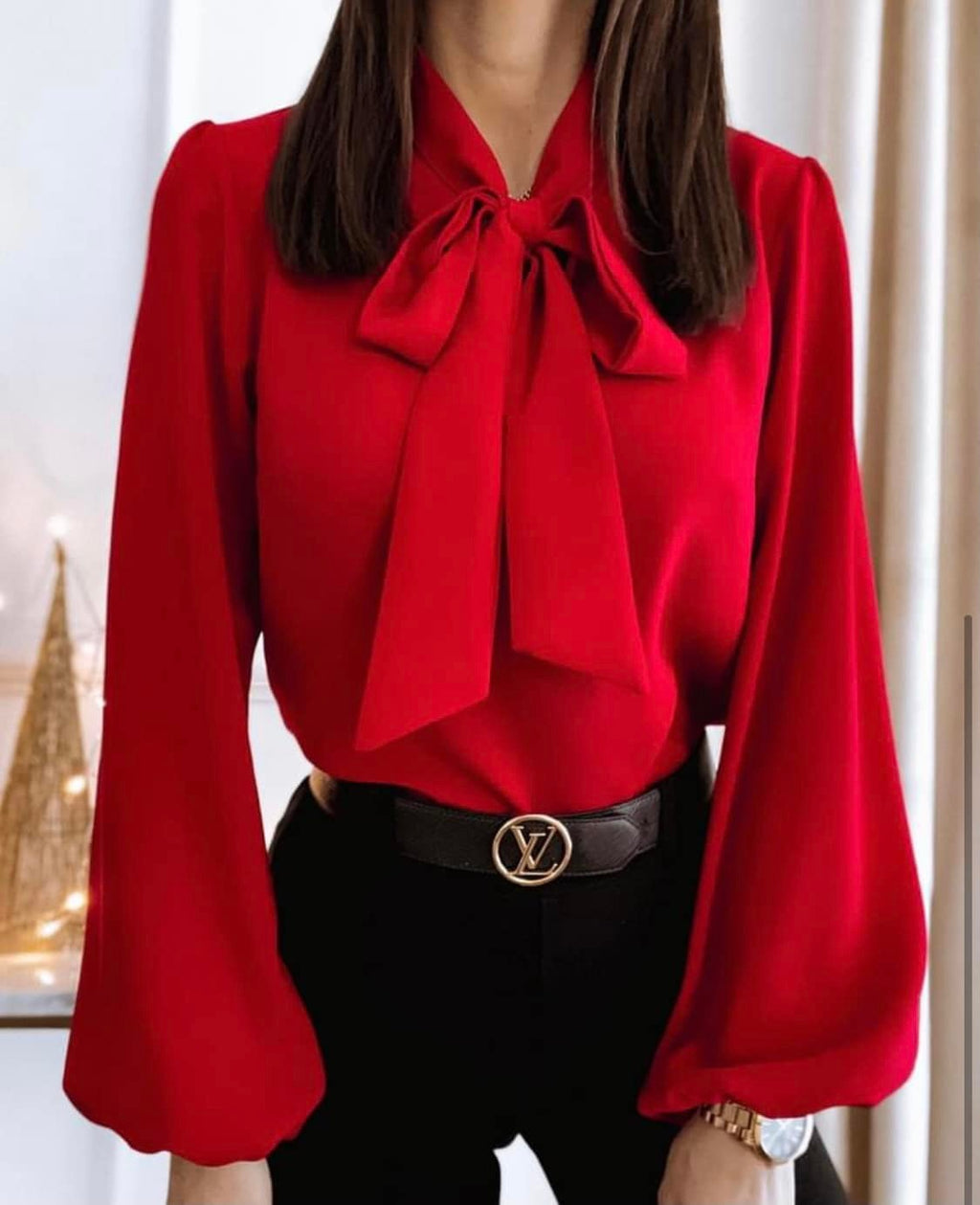 Womens Solid-Color Professional Stitched Collar Shirt by Ricaloux