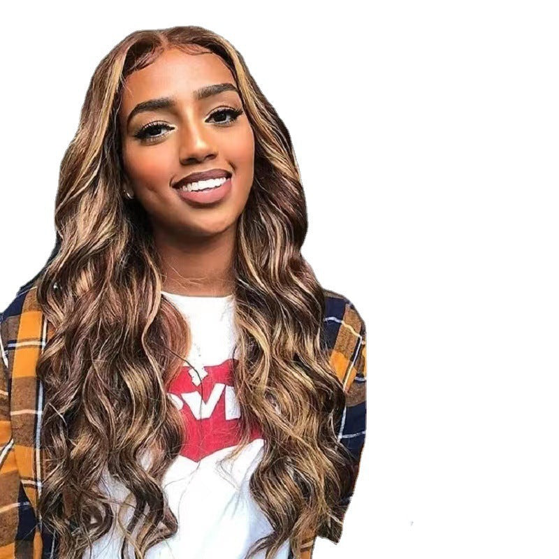 Front Lace Wig African Black Gradient Color Big Wave Wig Sheath – Premium 0 | RICALOUX
