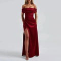 Elegant Waist-cinching Slim-fit Solid-color Long Dress – Premium 0 | RICALOUX