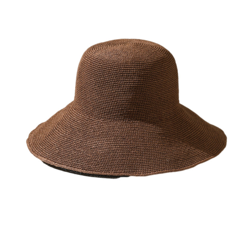 Straw Hat Womens Style Sun Hat Large Head Circumference Versatile Summer Hat by Ricaloux