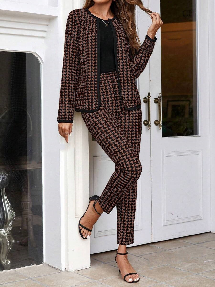 Womens Coat Cardigan And Leggings Two-piece Set by Ricaloux
