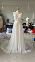 Strap Fishtail Wedding Dress Bridal Slim Satin Lace Dress - RICALOUX