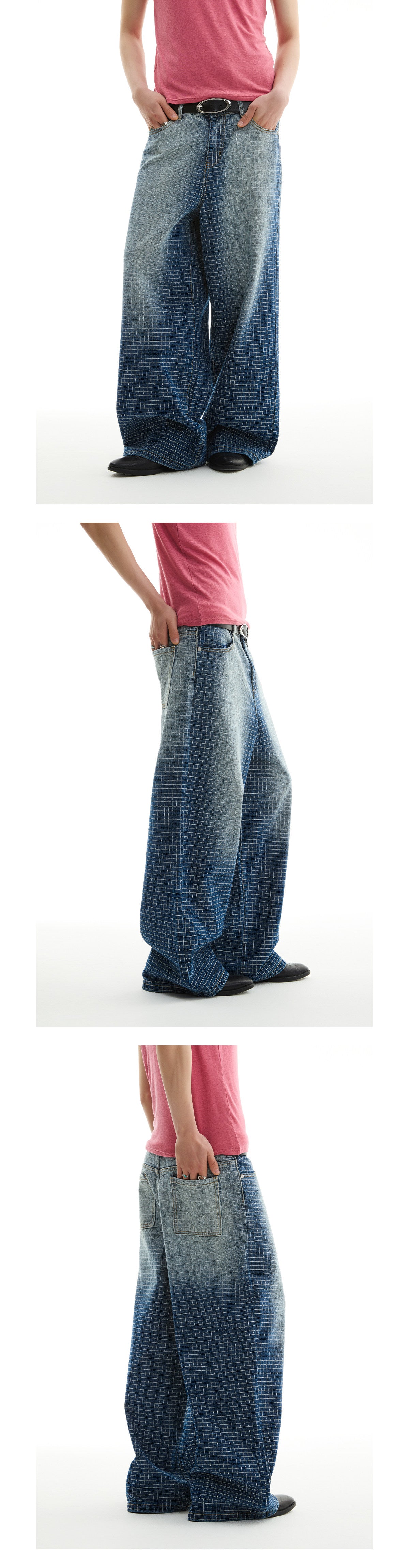 Washing Gradient Blue Straight Jeans by Ricaloux