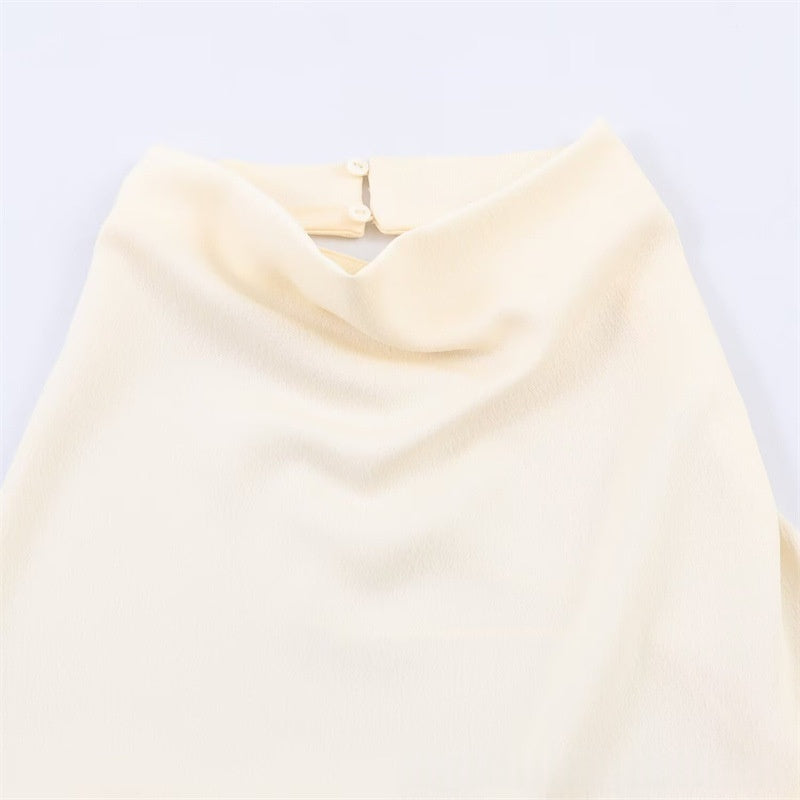 Solid-color Fashionable Asymmetrical Halter-neck Top – Premium 0 | RICALOUX