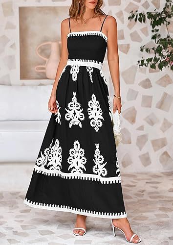 Resort-style Beach Dress Printed Bandeau Strap Maxi Dress – Premium 0 | RICALOUX
