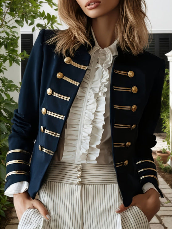 Navy-style Gold-striped Buttoned Jacket by Ricaloux