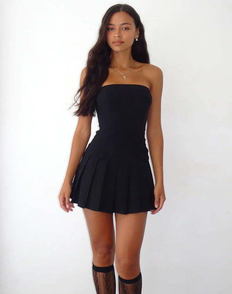 Women's Clothing Pure Color Tube-top Slim Fit Dress by Ricaloux
