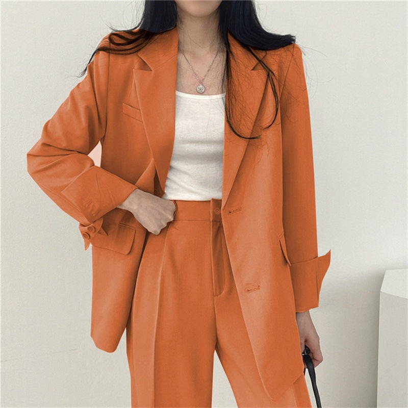Womens Solid-color Loose-fitting Korean-style Versatile Blazer by Ricaloux