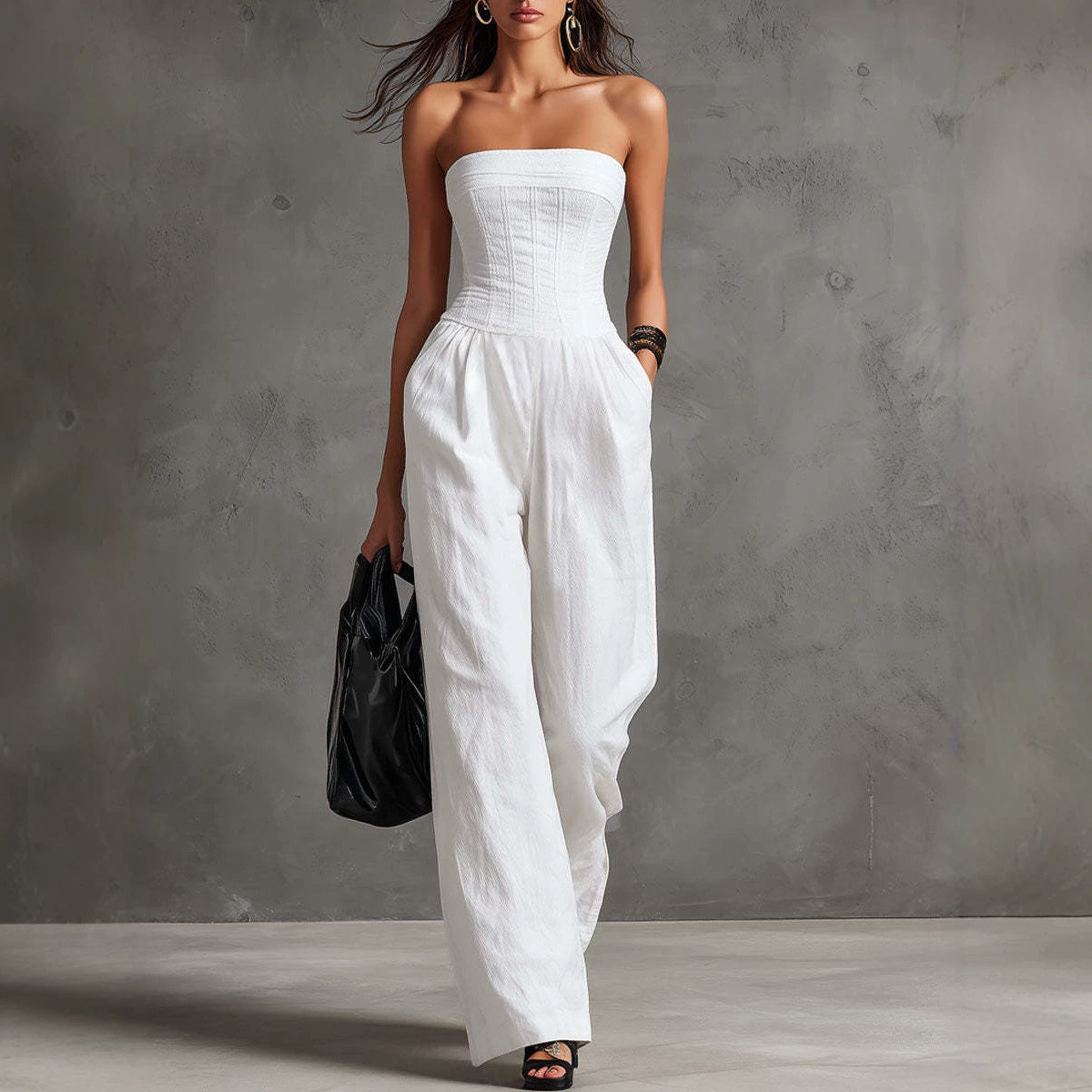 Womens Elegant Solid-color Vintage Jumpsuit by Ricaloux