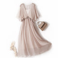 Womens Solid-color Simple And Elegant Silk Dress – Premium 0 | RICALOUX