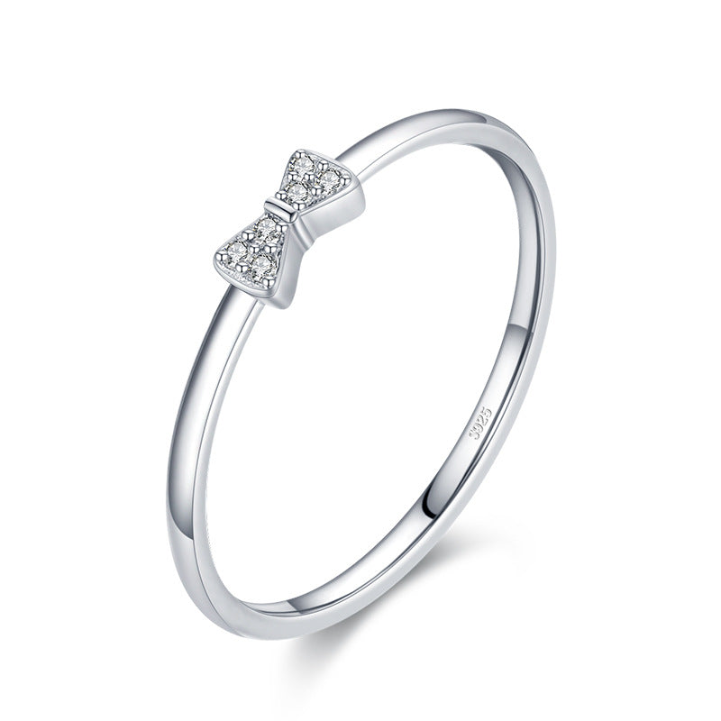 S925 Sterling Silver All-Match Simple Korean Trendy Micro-Inlaid Index Finger Ring Fashion Jewelry by Ricaloux