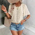 Womens Polka-Dot Patchwork Butterfly-Sleeve Shirt by Ricaloux